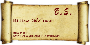 Bilicz Sándor névjegykártya